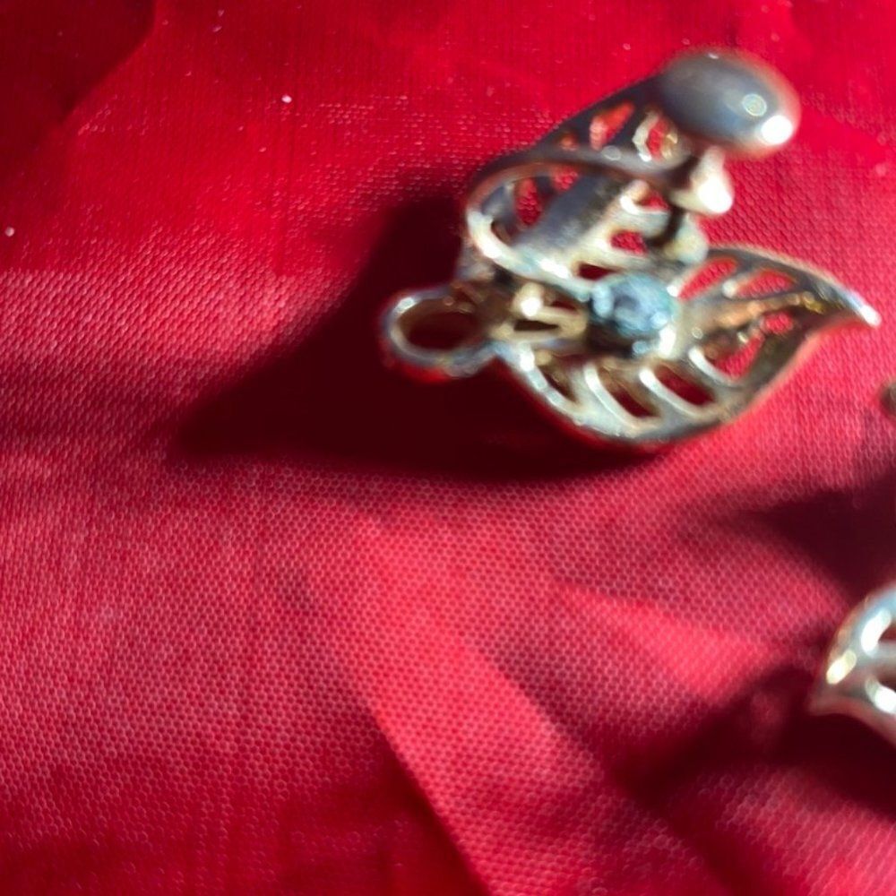Screw Clip-On Earrings - Leaves with Orange Stones - Picture 7 of 7